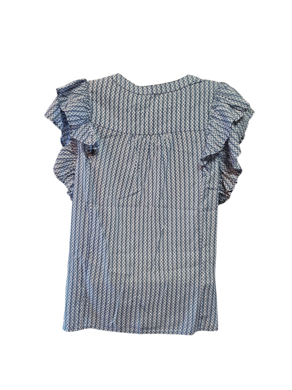 Vineyard Vines Blue Patterned Ruffle-Sleeve Button Front Top Nwt - Picture 2 of 4